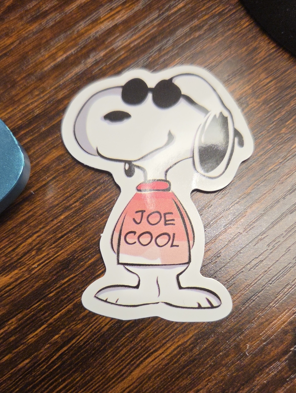 Joe Cool Snoopy Sticker - White, Black, Pink Design